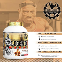 Dexter Jackson Legend Mass - Premium Lean Mass Gaining Formula | Malt Chocolate Flavor | 2722g, 6 lbs - Gain Muscle Mass Efficiently!