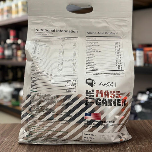 Gibbon White Series Mass Gainer – 52g Protein, 1280 Calories, 245g Carbs, Digestive Enzymes | Chocolate Flavor | 21 Servings | 15 Lbs